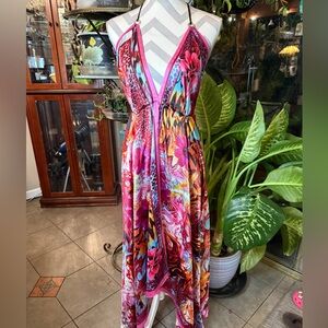 Pink Leopard Floral Handkerchief Dress